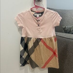 Burberry Pink Dress with Plaid Accents